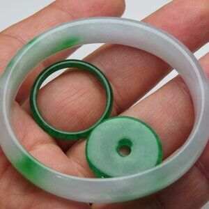 "Natural Jade bangle +   REE Jade Ring & Jade Donut 57mm "